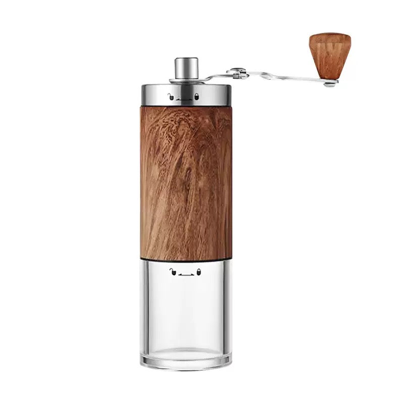 Portable Wood Grain Stainless Steel Crank Hand Hand Coffee Grinder