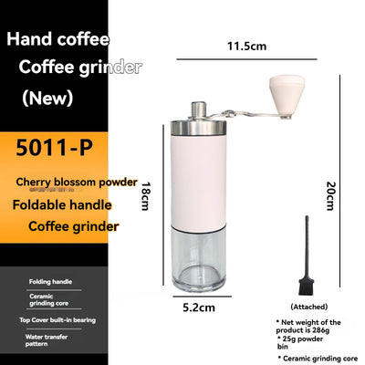 Portable Wood Grain Stainless Steel Crank Hand Hand Coffee Grinder