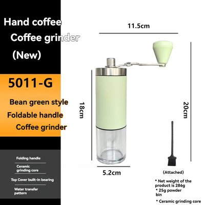 Portable Wood Grain Stainless Steel Crank Hand Hand Coffee Grinder