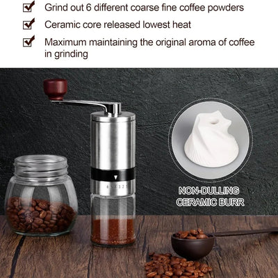 Ceramic Burr Manual Coffee Grinder for Travel Home Espresso Turkish Brew