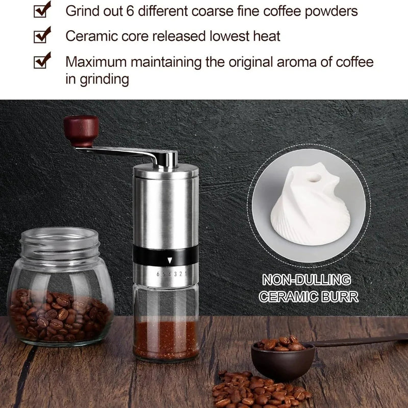 Ceramic Burr Manual Coffee Grinder for Travel Home Espresso Turkish Brew