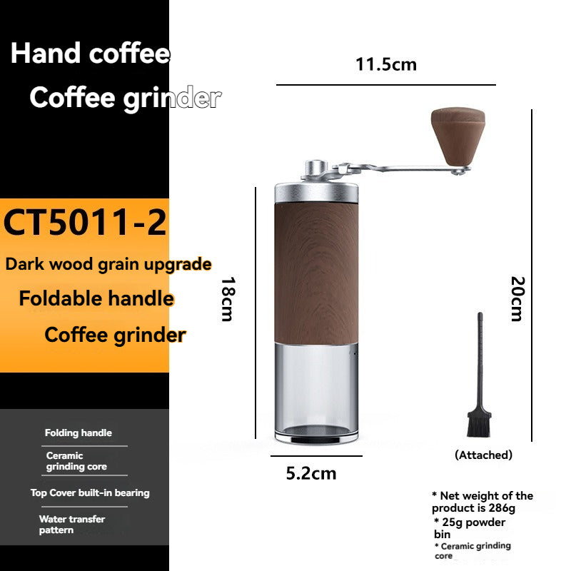 Portable Wood Grain Stainless Steel Crank Hand Hand Coffee Grinder